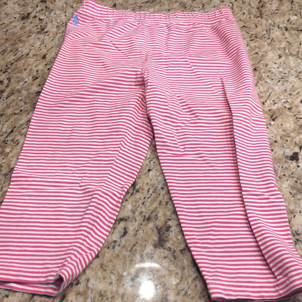 Adorable pink and white strip Capri polo leggings medium 8/10